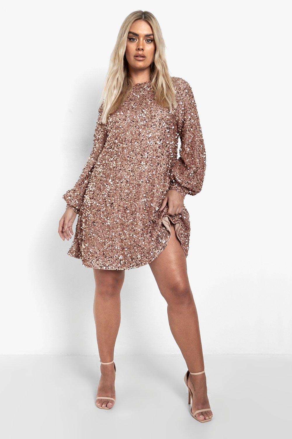 Rose gold 2025 sequin shift dress